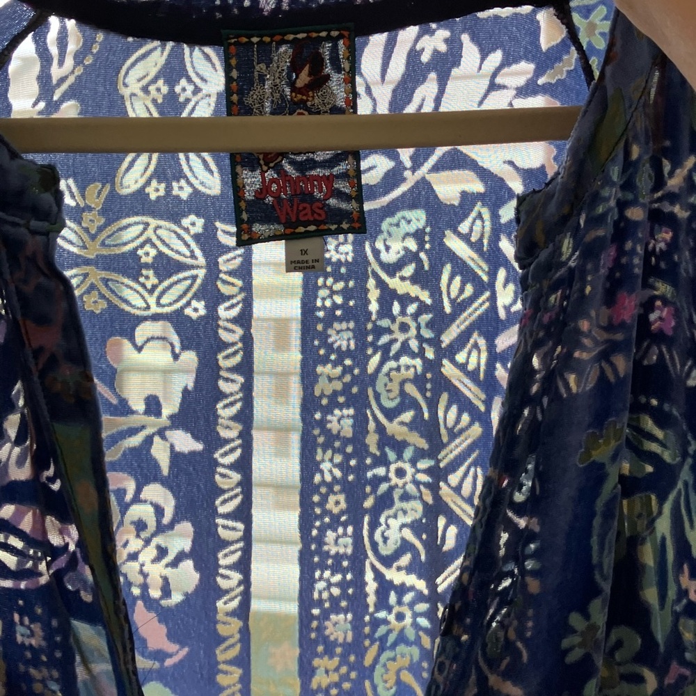 Johnny Was Floral Blue Midi Dress - Picture 12 of 15